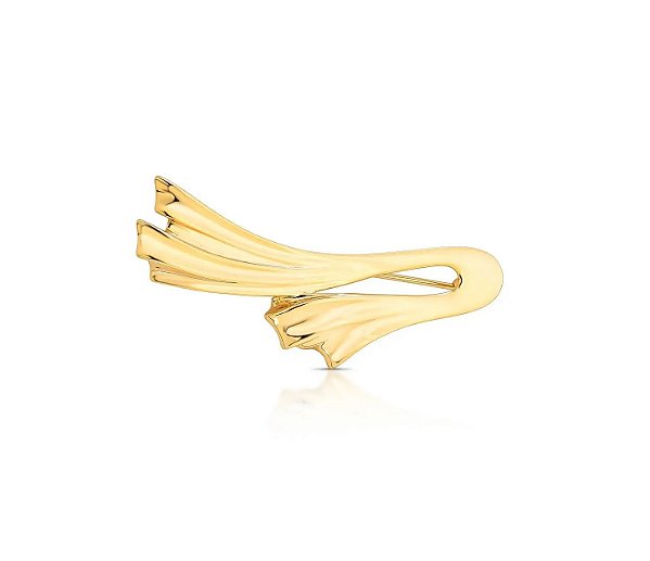 Broche Curvo Texturizado Banhado a Ouro