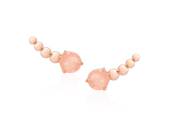 Brinco Ear Cuff Zircônia Morganita Fusion Banhado a Ouro Rosê
