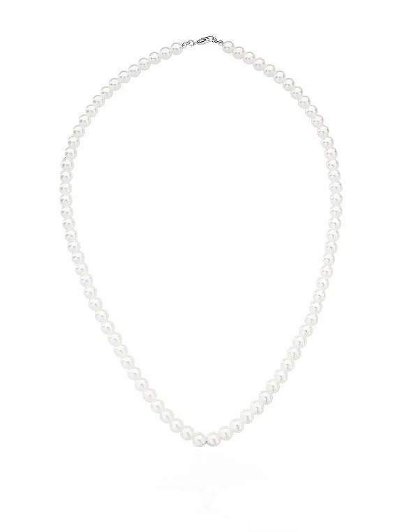 Colar de Pérolas Shell Banhado a Ródio Branco