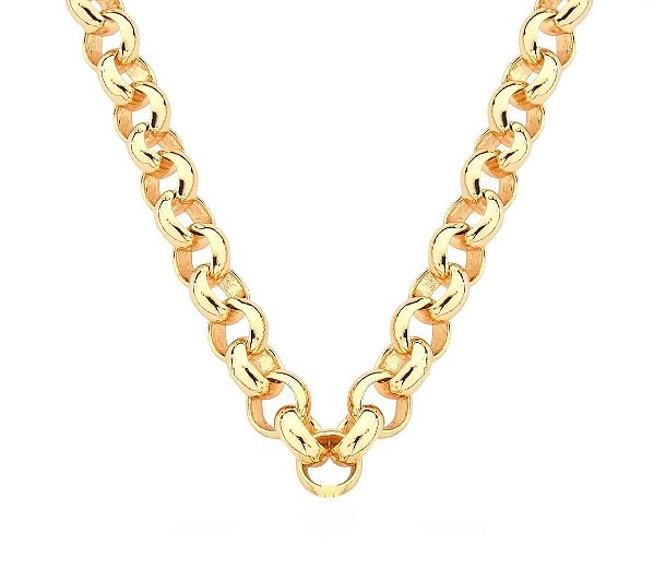 Colar com Elos Redondos Lisos Banhado a Ouro