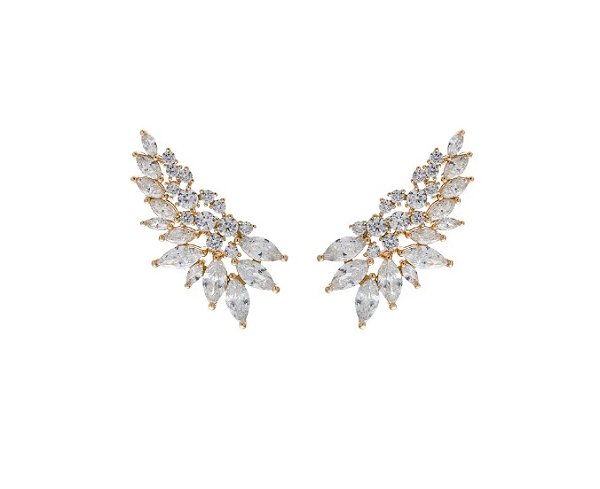 Brinco Ear Cuff Cravação Navete Banhado a Ouro
