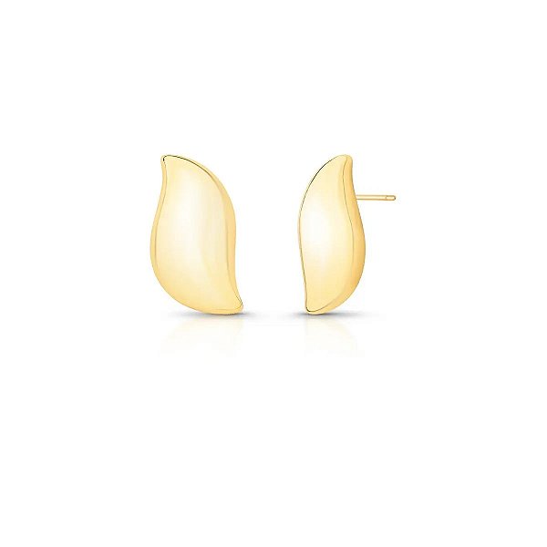 Brinco Médio Curvo Liso Banhado a Ouro 18k