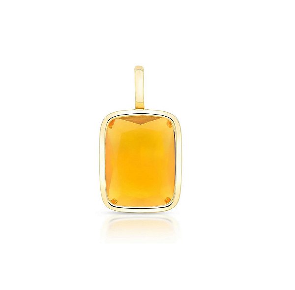 Pingente Avulso Retangular G Laranja Fecho Click Banhado a Ouro 18k