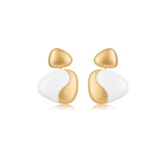 Brinco em Pêndulo Acetinado com Esmaltação Banhado a Ouro 18k