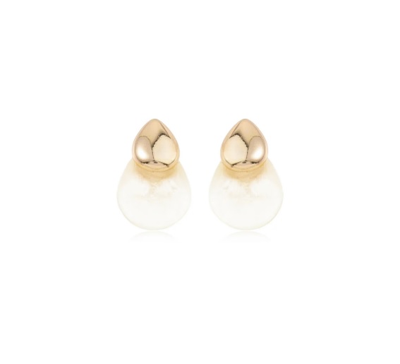 Brinco Gota Madrepérola Banhado a Ouro 18k