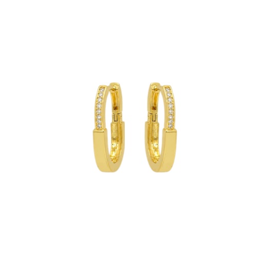 Argola Oval M com Cravação Frontal em Aço