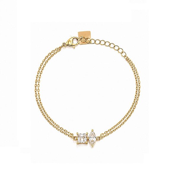 Pulseira com Cristais Geométricos em Aço Cirúrgico