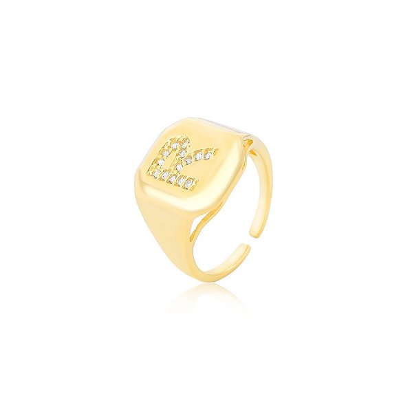 Anel de Dedinho Letra Banhado a Ouro 18k