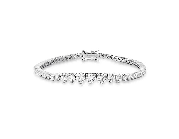 Pulseira Riviera Zircônias Cristais em Degradê Banhado a Ródio Branco