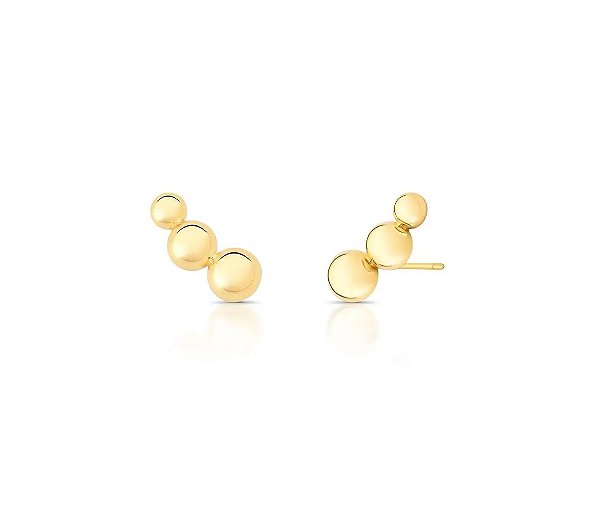 Brinco Ear Cuff Trio de Esferas Banhado a Ouro