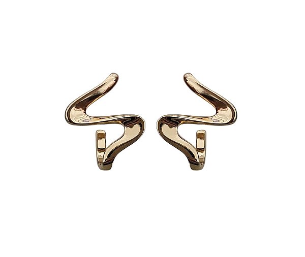 Brinco Curvo Orgânico Banhado a Ouro 18k