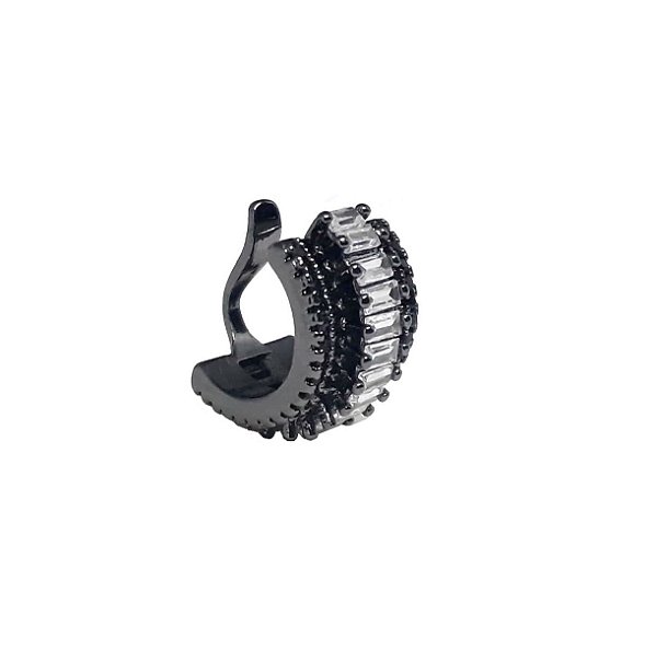PIERCING LARGO LUXO BAGUETADO BANHADO A RÓDIO NEGRO