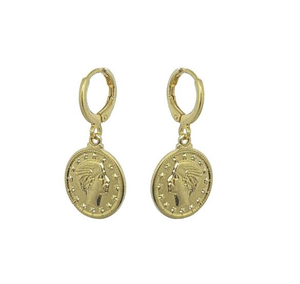 ARGOLA MEDALHA PEQUENA BANHADA A OURO