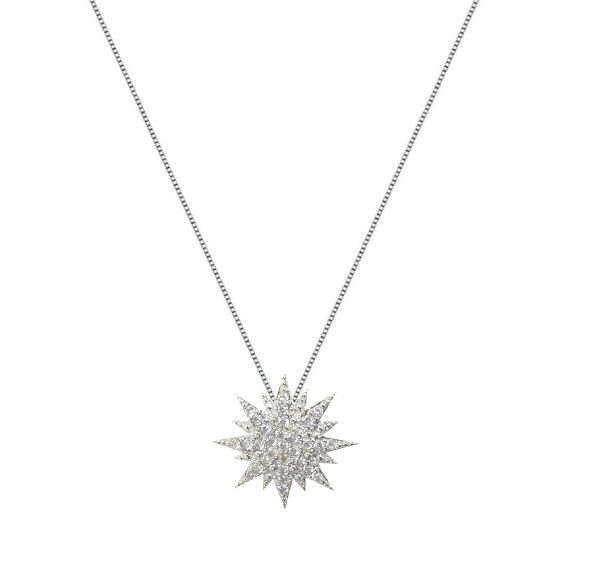 COLAR ESTRELA CRAVEJADA BANHADA A RÓDIO BRANCO