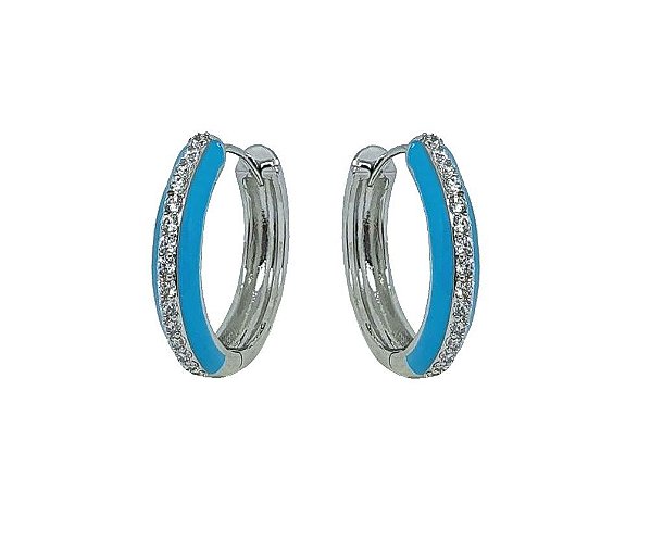 ARGOLA ESMALTADA TURQUESA COM CRAVAÇÃO DE MICROZIRCÔNIAS