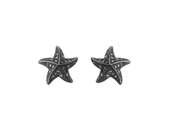 BRINCO ESTRELA COM CRAVAÇÃO DE MICROZIRCÔNIAS BANHADO A RÓDIO NEGRO