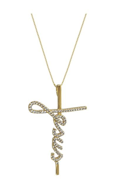 COLAR JESUS CRAVEJADO BANHADO A OURO
