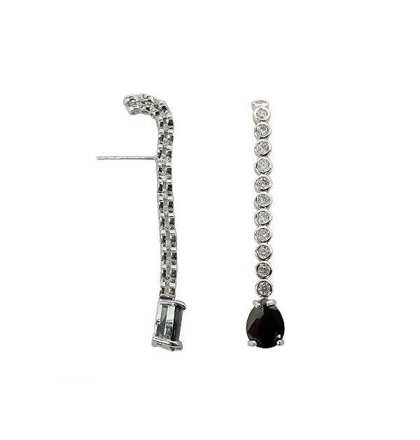 BRINCO EAR HOOK LUXO EM ZIRCÔNIAS BANHADO A RÓDIO BRANCO