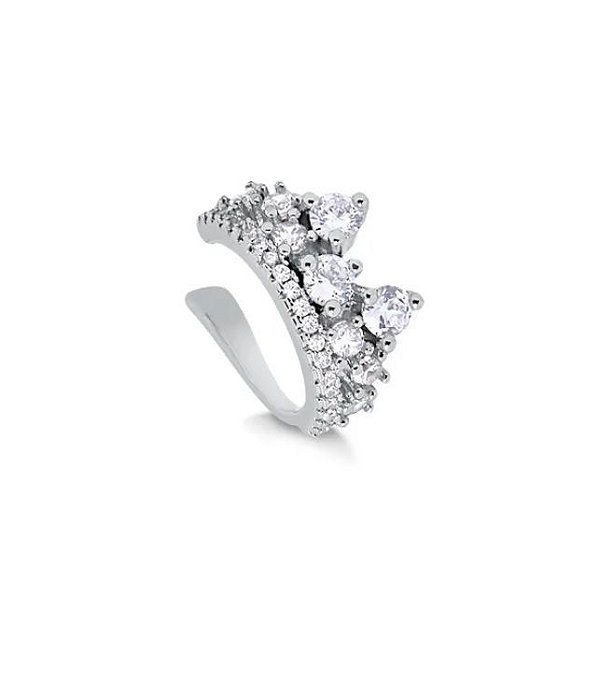 PIERCING COROA CRAVEJADA BANHADO EM RÓDIO BRANCO