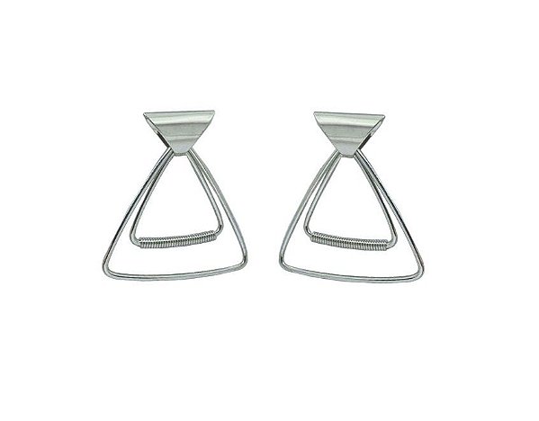 BRINCO MÉDIO GEOMÉTRICO COM BASE ARAMADA BANHADO A RÓDIO BRANCO