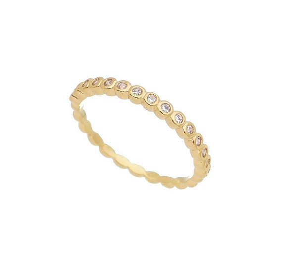 MEIA ALIANÇA CRISTAL BANHADA A OURO