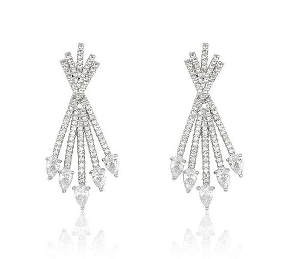 BRINCO EAR JACKET COM GOTAS BANHADO A RÓDIO BRANCO