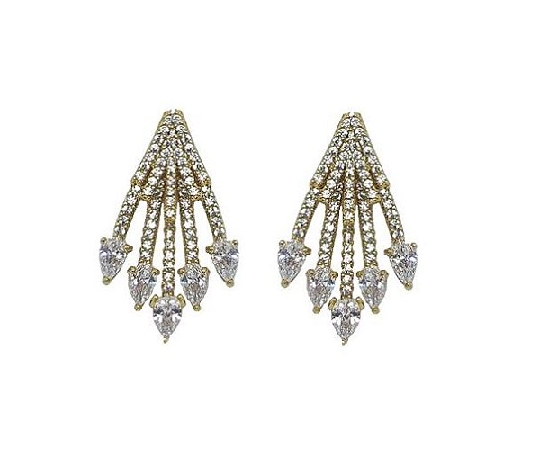 BRINCO EAR JACKET COM GOTAS BANHADO A OURO