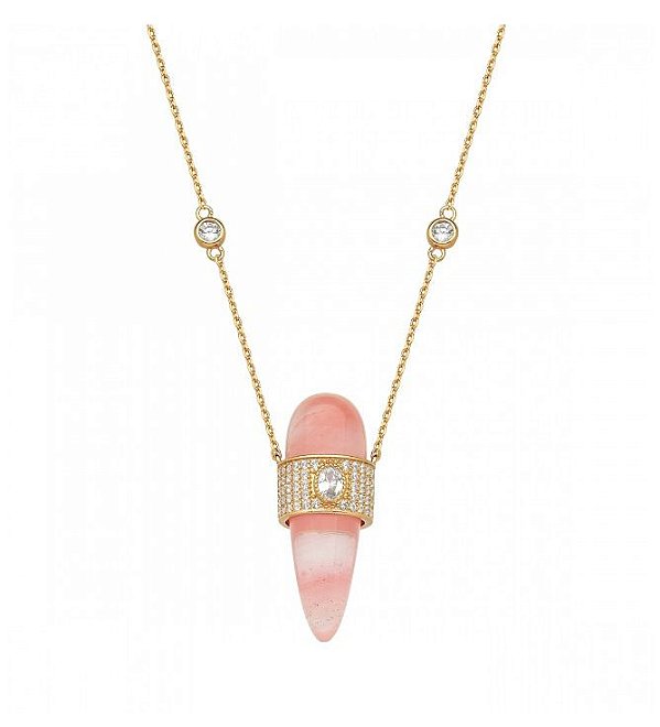 COLAR COM PINGENTE EM GOTA CABOCHÃO SALMÃO BANHADO A OURO
