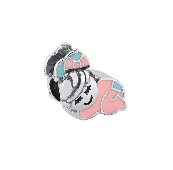 BERLOQUE BEBÊ MENINA ESMALTADO EM AZUL E ROSA