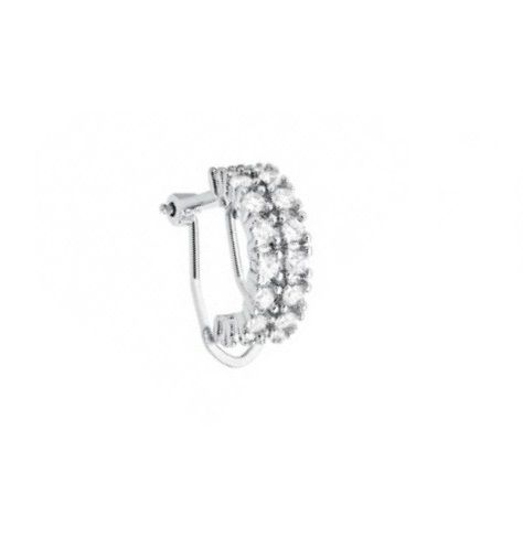 PIERCING DE PRESSÃO DUAS FILEIRAS DE ZIRCÔNIA BANHADO A RÓDIO BRANCO