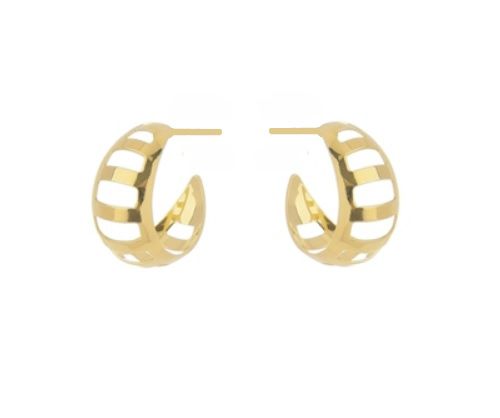 MEIA ARGOLA VAZADA BANHADA A OURO