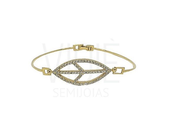 BRACELETE SÍMBOLO DA PAZ BANHADO A OURO