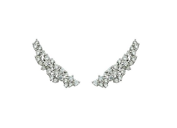 BRINCO EAR CUFF ZIRCONIAS CRISTAIS BANHADO A RÓDIO BRANCO