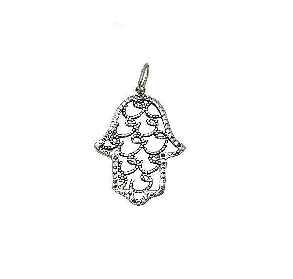 PINGENTE AVULSO HAMSA VAZADA EM PRATA