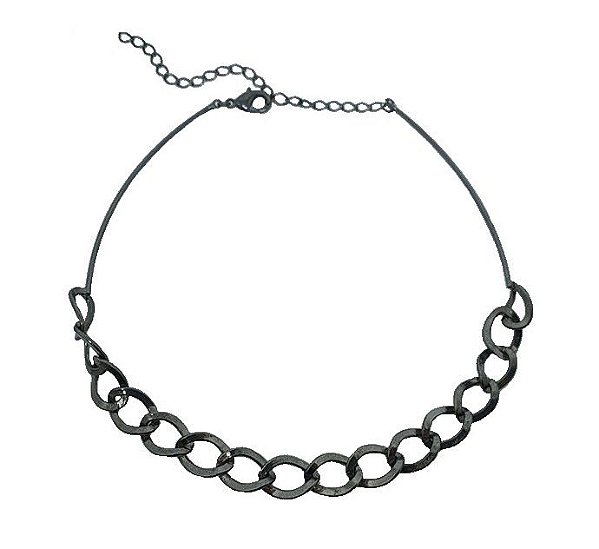 CHOKER ELOS COM LATERAIS RÍGIDAS BANHADA RÓDIO NEGRO