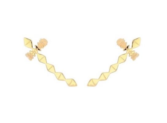 BRINCO EAR CUFF LOSANGOS LISOS BANHADO A OURO