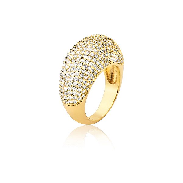 ANEL QUINZE FILEIRAS DE MICROZIRCÔNIAS BANHADO A OURO