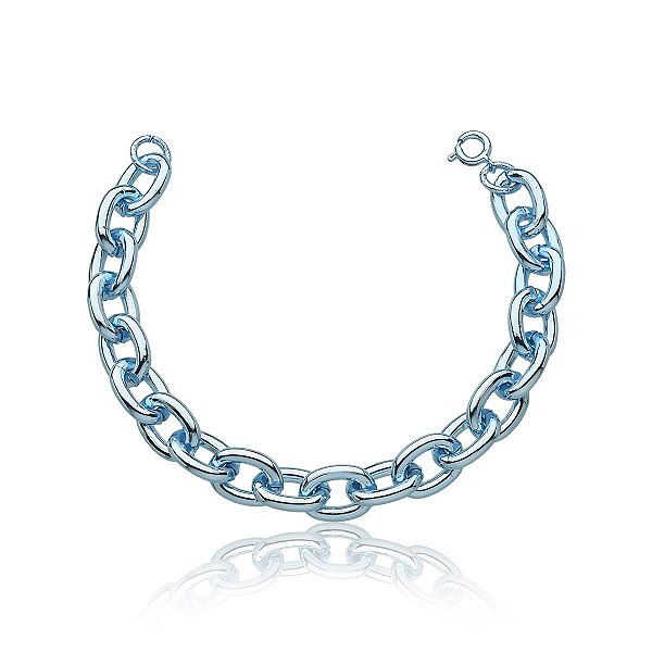 PULSEIRA COM ELOS OVAIS LISOS AZUIS