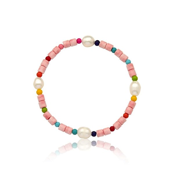 PULSEIRA COM RESINAS COLORIDAS E PÉROLAS DISPERSAS EM NYLON