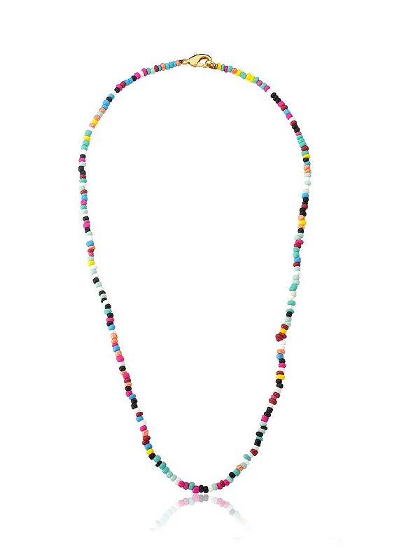 COLAR COM RESINAS COLORIDAS DISPERSAS BANHADA A OURO