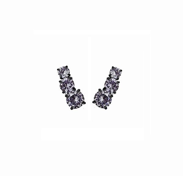 BRINCO EAR CUFF PEQUENO LAVANDA BANHADO A RÓDIO NEGRO