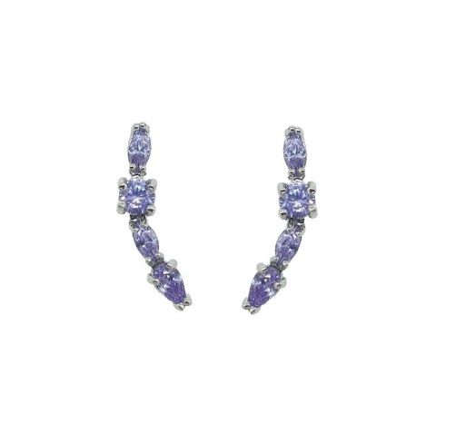 BRINCO EAR CUFF LAVANDA BANHADO A RÓDIO BRANCO