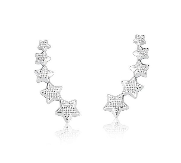 BRINCO EAR CUFF ESTRELAS BANHADO A RÓDIO BRANCO