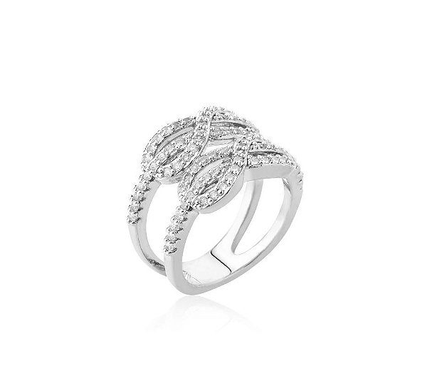 ANEL DUPLO INFINITO CRAVAÇÃO CRISTAL BANHADO A RÓDIO