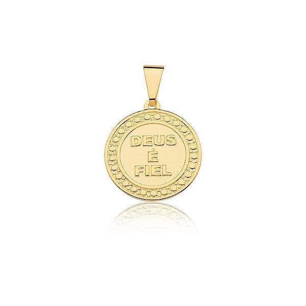 PINGENTE AVULSO DEUS É FIEL BANHADO A OURO