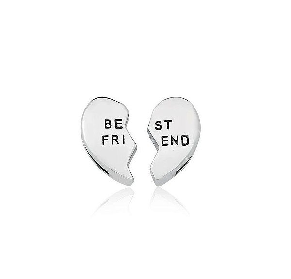 PINGENTE DE PULSEIRA ESTEIRA LISO CORAÇÃO BEST FRIEND EM AÇO