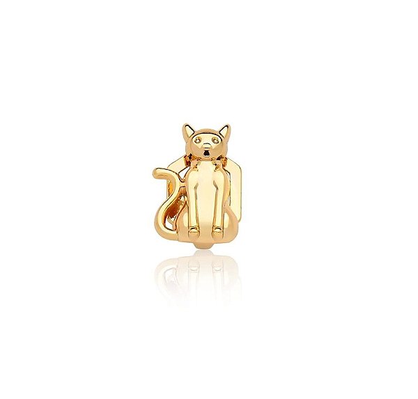 PINGENTE DE PULSEIRA ESTEIRA GATO LISO EM AÇO DOURADO