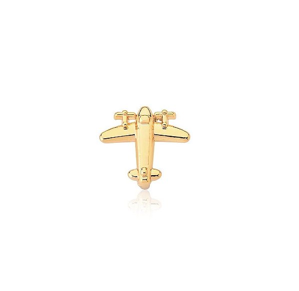 PINGENTE DE PULSEIRA ESTEIRA LISO AVIÃO EM AÇO DOURADO
