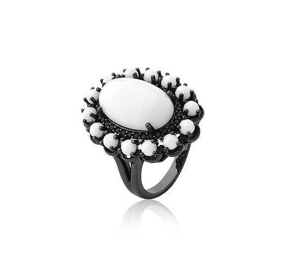 ANEL CABOCHÃO BRANCO BANHADO A RÓDIO NEGRO