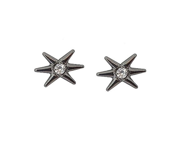 BRINCO ESTRELA COM PONTO DE ZIRCÔNIA BANHADO A RÓDIO NEGRO